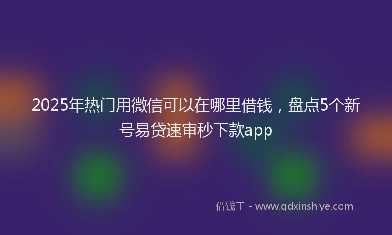 2025年热门用微信可以在哪里借钱，盘点5个新号易贷速审秒下款app