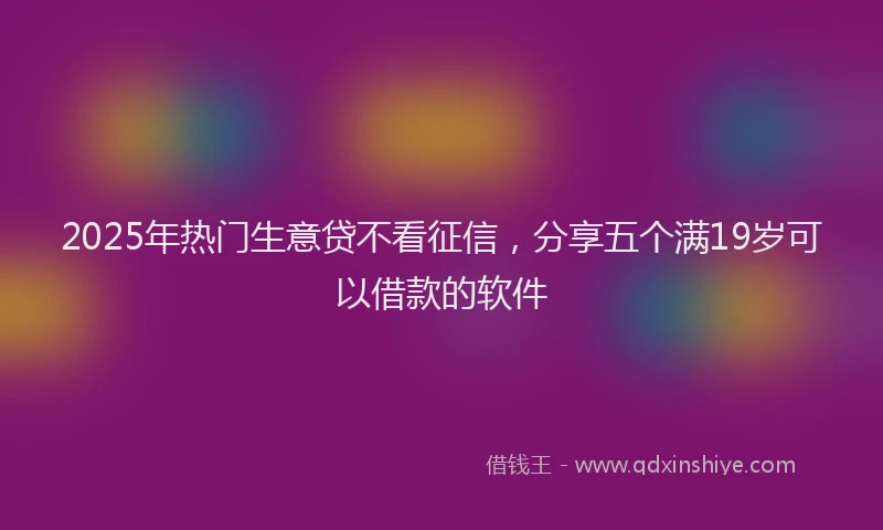 2025年热门生意贷不看征信，分享五个满19岁可以借款的软件