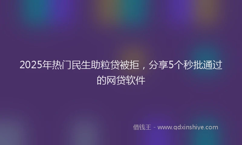 2025年热门民生助粒贷被拒，分享5个秒批通过的网贷软件