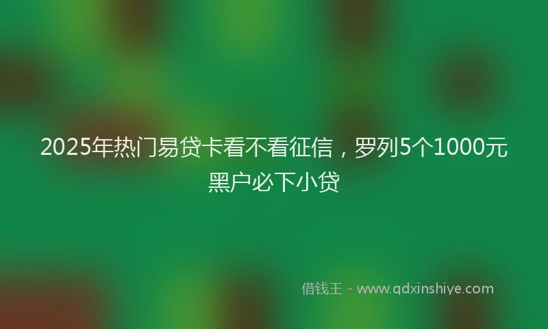2025年热门易贷卡看不看征信，罗列5个1000元黑户必下小贷