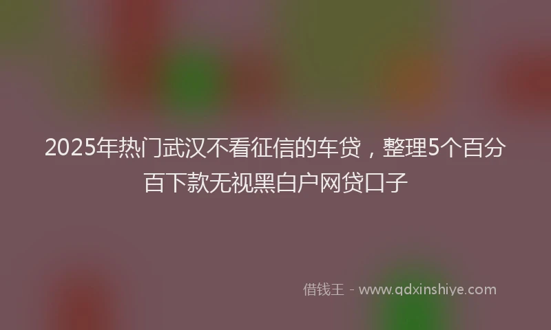 2025年热门武汉不看征信的车贷，整理5个百分百下款无视黑白户网贷口子