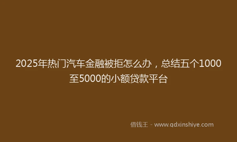 2025年热门汽车金融被拒怎么办，总结五个1000至5000的小额贷款平台