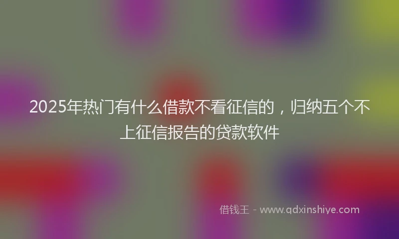 2025年热门有什么借款不看征信的，归纳五个不上征信报告的贷款软件