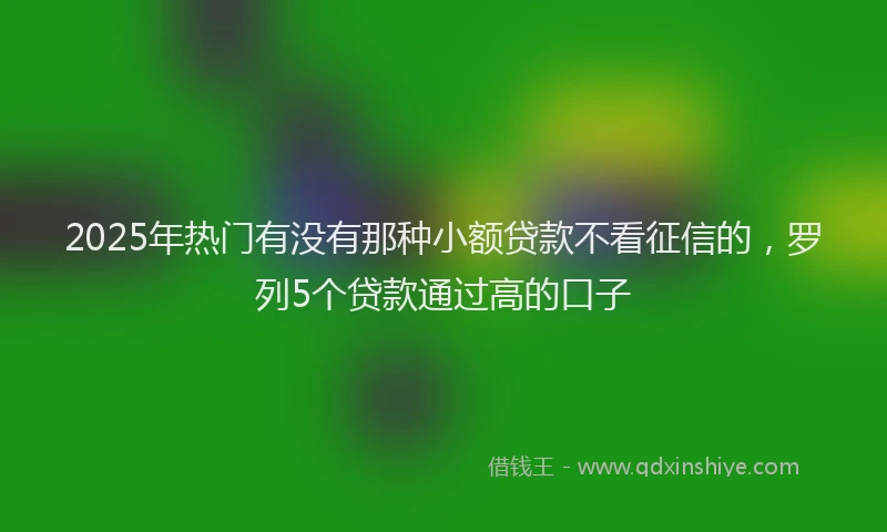 2025年热门有没有那种小额贷款不看征信的，罗列5个贷款通过高的口子