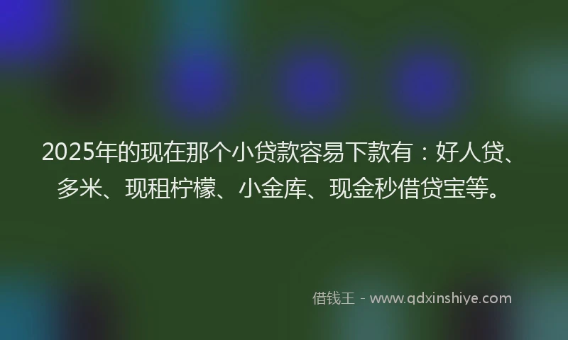2025年的现在那个小贷款容易下款有：好人贷、多米、现租柠檬、小金库、现金秒借贷宝等。