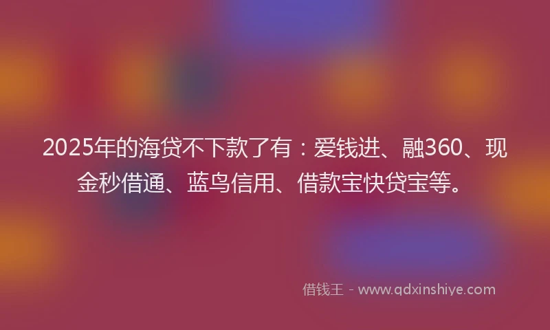 2025年的海贷不下款了有：爱钱进、融360、现金秒借通、蓝鸟信用、借款宝快贷宝等。