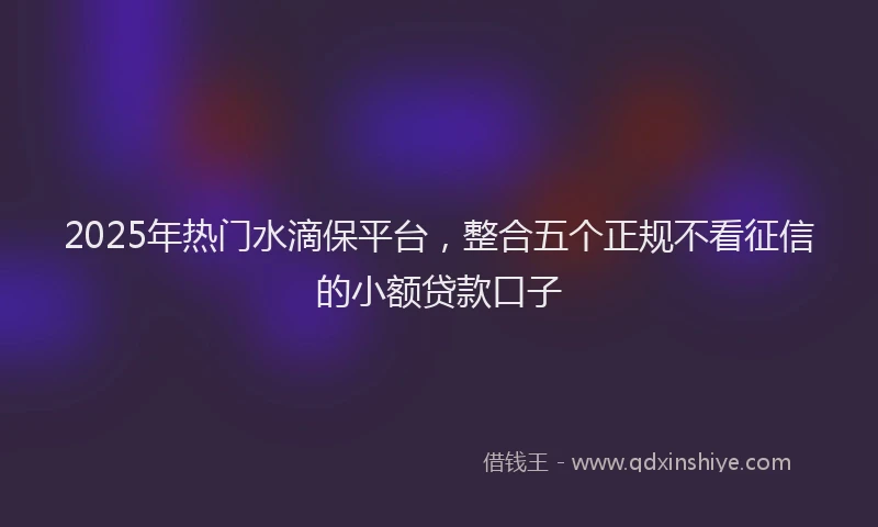 2025年热门水滴保平台，整合五个正规不看征信的小额贷款口子
