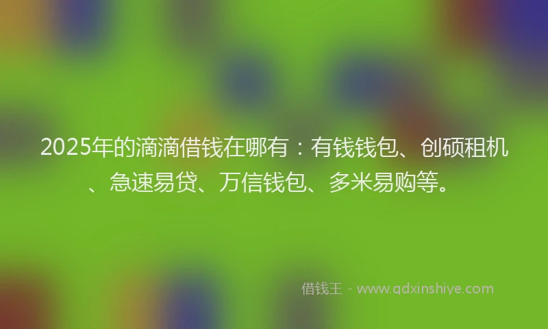 2025年的滴滴借钱在哪有：有钱钱包、创硕租机、急速易贷、万信钱包、多米易购等。