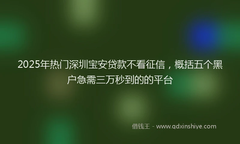 2025年热门深圳宝安贷款不看征信，概括五个黑户急需三万秒到的的平台
