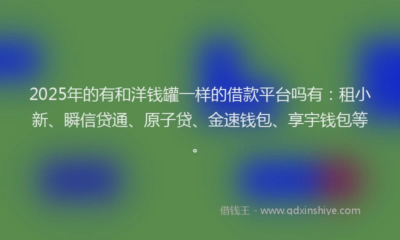 2025年的有和洋钱罐一样的借款平台吗有：租小新、瞬信贷通、原子贷、金速钱包、享宇钱包等。