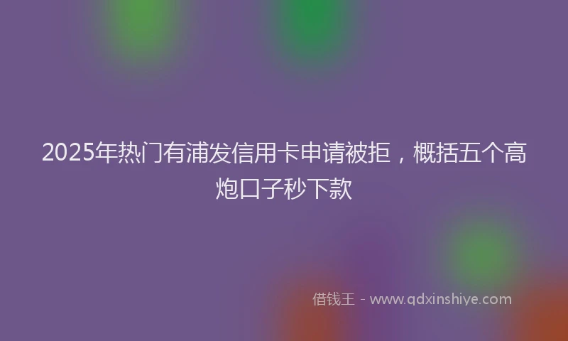 2025年热门有浦发信用卡申请被拒，概括五个高炮口子秒下款