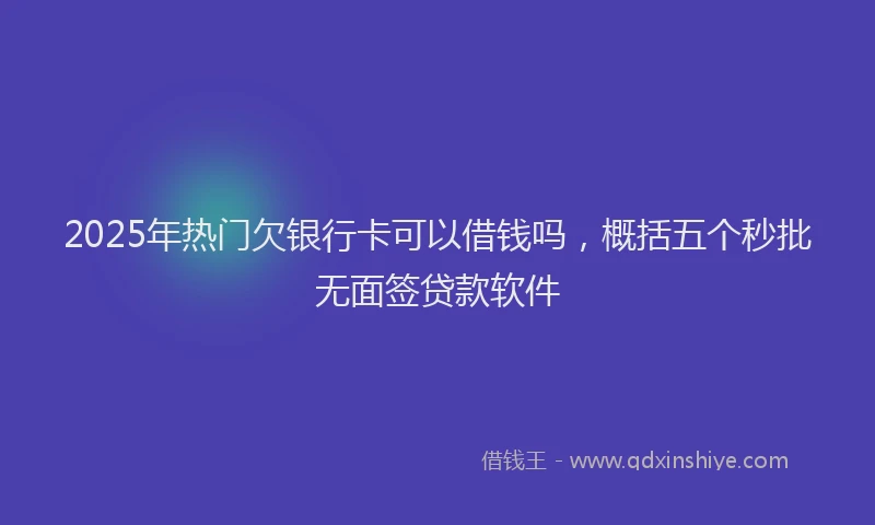 2025年热门欠银行卡可以借钱吗，概括五个秒批无面签贷款软件