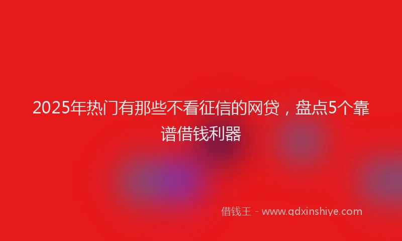 2025年热门有那些不看征信的网贷，盘点5个靠谱借钱利器