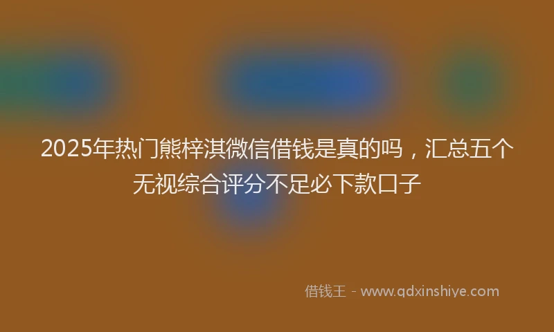 2025年热门熊梓淇微信借钱是真的吗，汇总五个无视综合评分不足必下款口子