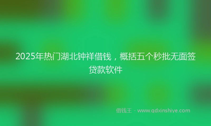 2025年热门湖北钟祥借钱，概括五个秒批无面签贷款软件