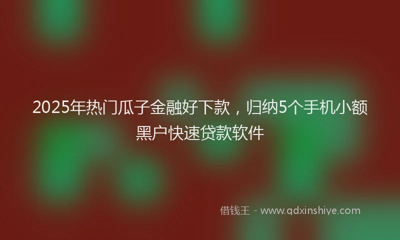 2025年热门瓜子金融好下款，归纳5个手机小额黑户快速贷款软件
