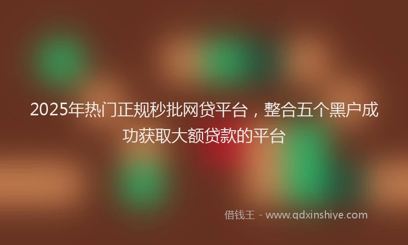 2025年热门正规秒批网贷平台，整合五个黑户成功获取大额贷款的平台
