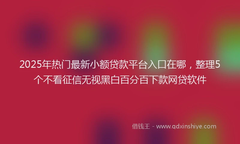 2025年热门最新小额贷款平台入口在哪，整理5个不看征信无视黑白百分百下款网贷软件