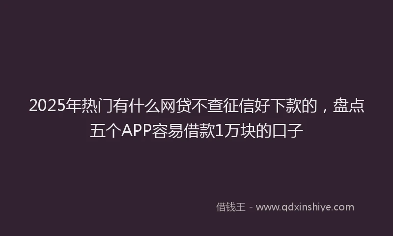 2025年热门有什么网贷不查征信好下款的，盘点五个APP容易借款1万块的口子