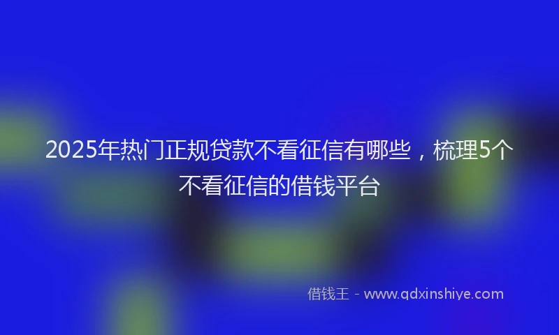 2025年热门正规贷款不看征信有哪些，梳理5个不看征信的借钱平台