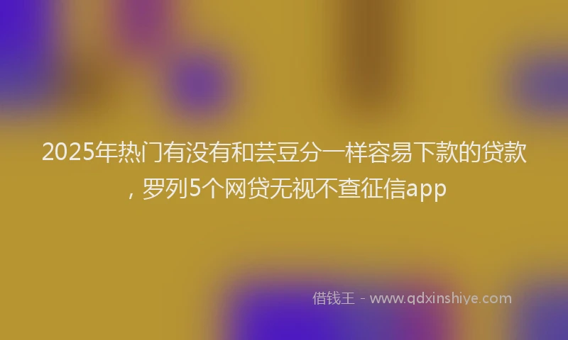 2025年热门有没有和芸豆分一样容易下款的贷款，罗列5个网贷无视不查征信app