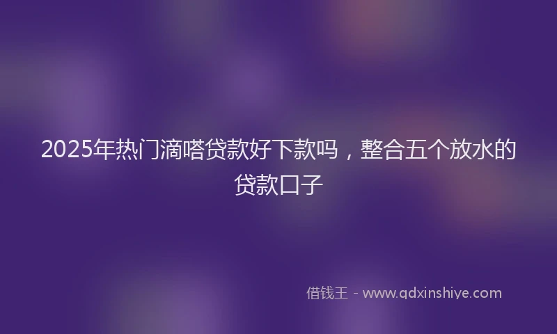 2025年热门滴嗒贷款好下款吗，整合五个放水的贷款口子