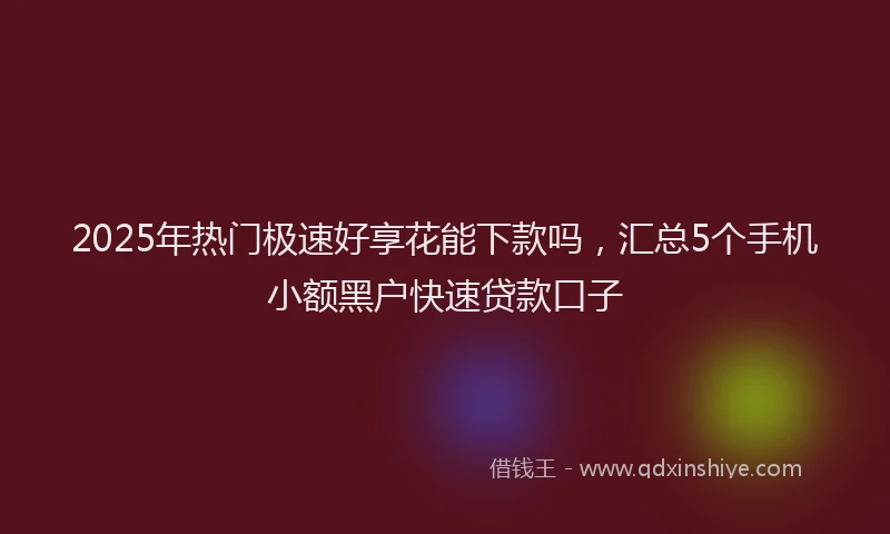 2025年热门极速好享花能下款吗，汇总5个手机小额黑户快速贷款口子