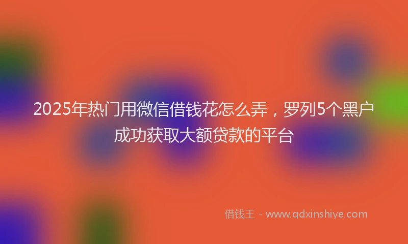 2025年热门用微信借钱花怎么弄，罗列5个黑户成功获取大额贷款的平台