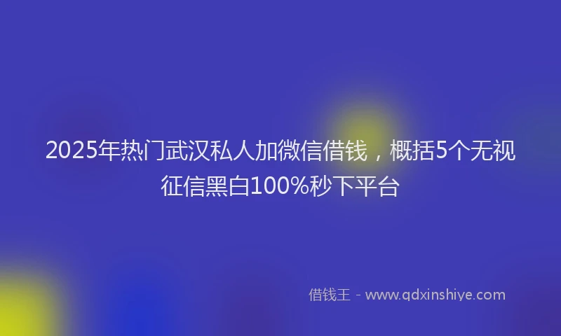 2025年热门武汉私人加微信借钱，概括5个无视征信黑白100%秒下平台