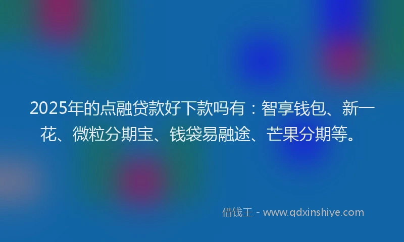 2025年的点融贷款好下款吗有：智享钱包、新一花、微粒分期宝、钱袋易融途、芒果分期等。