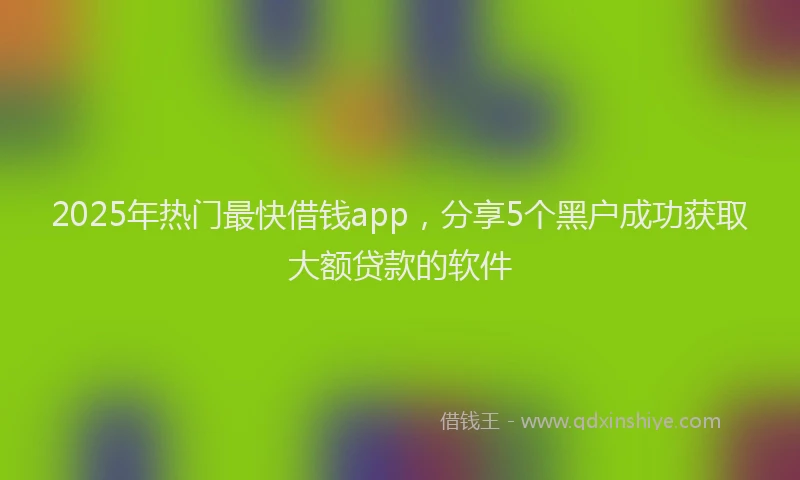 2025年热门最快借钱app，分享5个黑户成功获取大额贷款的软件