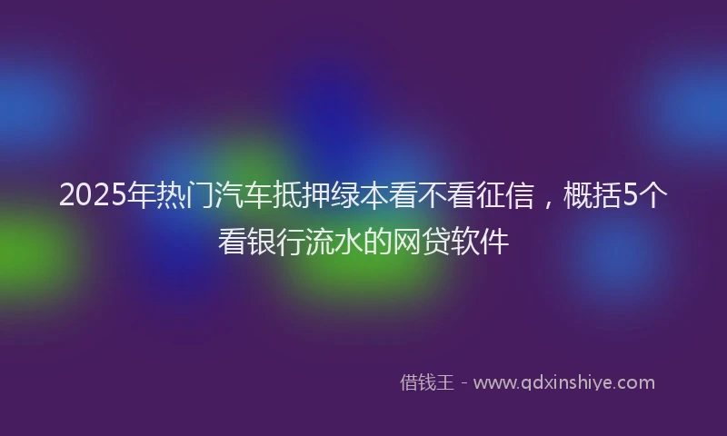 2025年热门汽车抵押绿本看不看征信，概括5个看银行流水的网贷软件