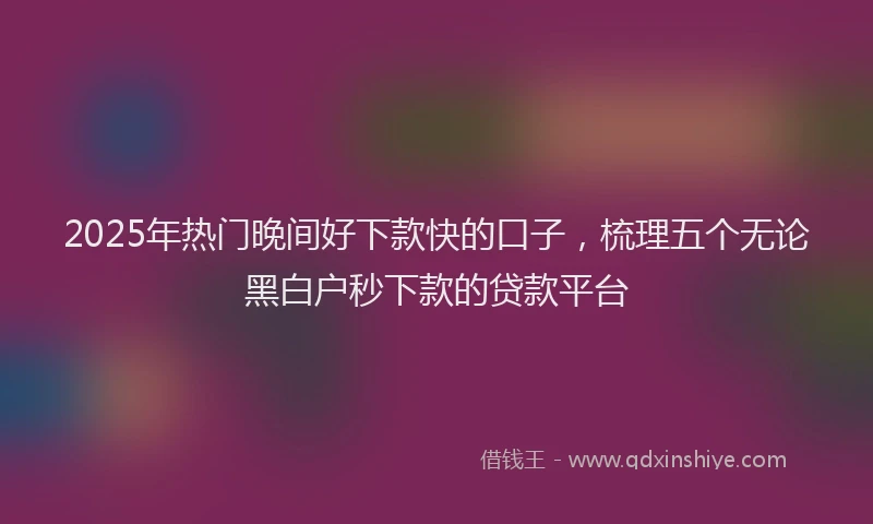 2025年热门晚间好下款快的口子，梳理五个无论黑白户秒下款的贷款平台