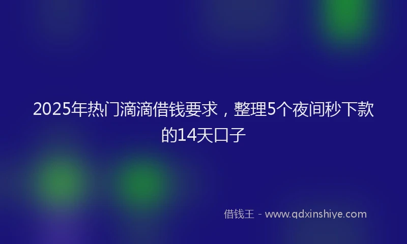 2025年热门滴滴借钱要求，整理5个夜间秒下款的14天口子