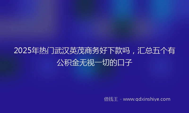 2025年热门武汉英茂商务好下款吗，汇总五个有公积金无视一切的口子