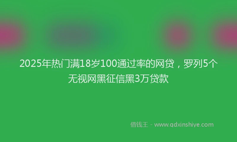 2025年热门满18岁100通过率的网贷，罗列5个无视网黑征信黑3万贷款