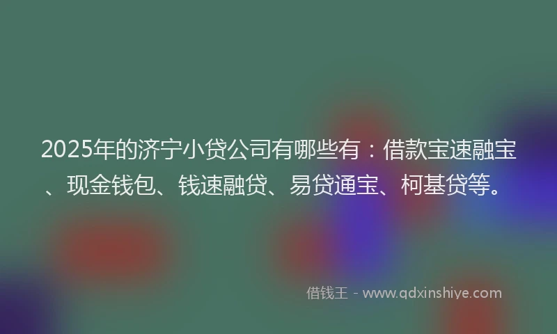 2025年的济宁小贷公司有哪些有：借款宝速融宝、现金钱包、钱速融贷、易贷通宝、柯基贷等。