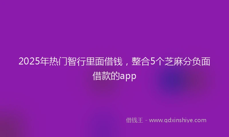2025年热门智行里面借钱，整合5个芝麻分负面借款的app