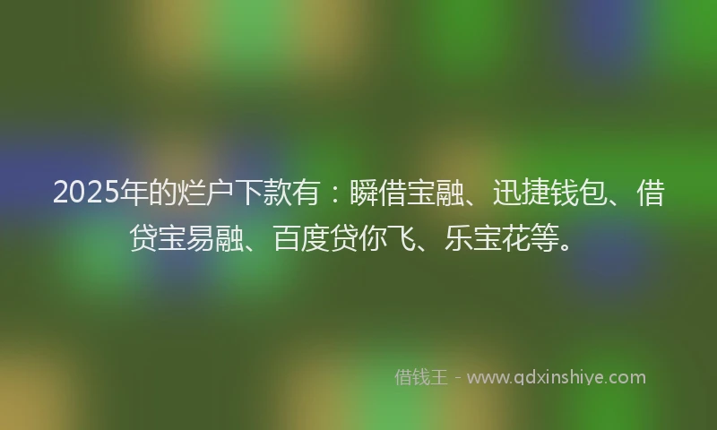 2025年的烂户下款有：瞬借宝融、迅捷钱包、借贷宝易融、百度贷你飞、乐宝花等。