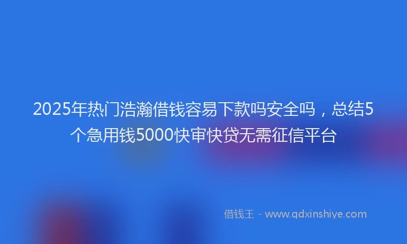 2025年热门浩瀚借钱容易下款吗安全吗，总结5个急用钱5000快审快贷无需征信平台