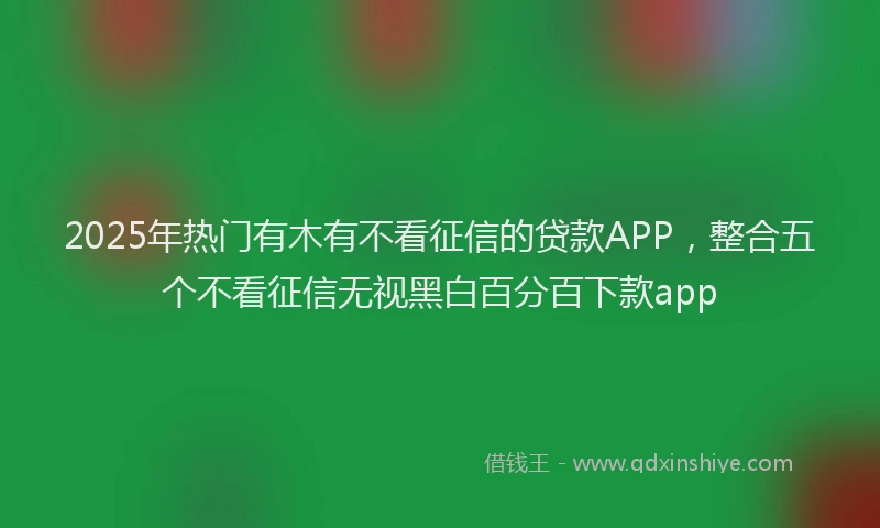 2025年热门有木有不看征信的贷款APP，整合五个不看征信无视黑白百分百下款app