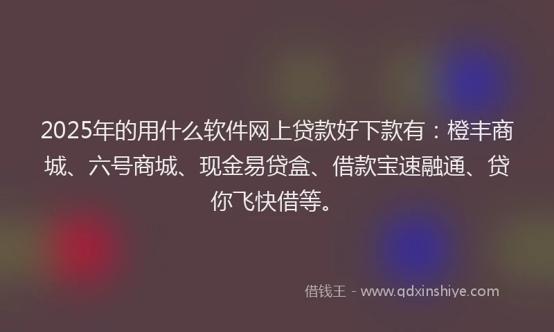 2025年的用什么软件网上贷款好下款有：橙丰商城、六号商城、现金易贷盒、借款宝速融通、贷你飞快借等。