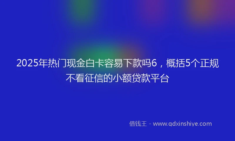 2025年热门现金白卡容易下款吗6，概括5个正规不看征信的小额贷款平台