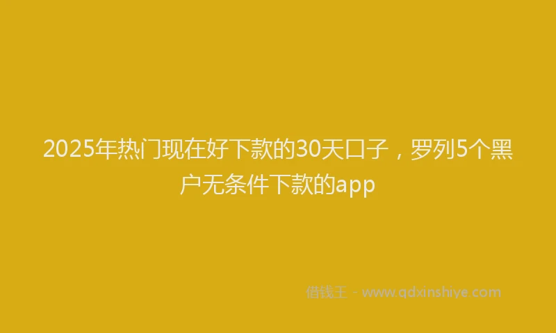 2025年热门现在好下款的30天口子，罗列5个黑户无条件下款的app