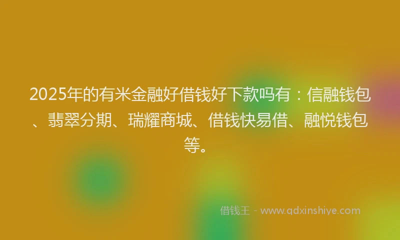 2025年的有米金融好借钱好下款吗有：信融钱包、翡翠分期、瑞耀商城、借钱快易借、融悦钱包等。