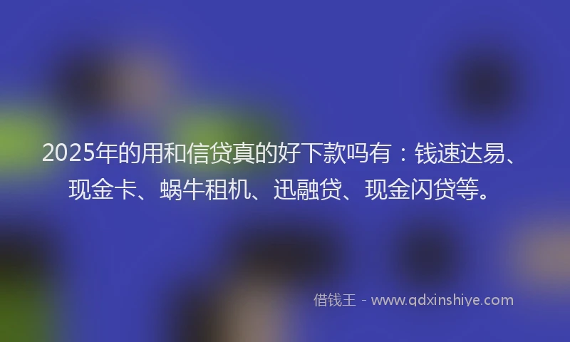 2025年的用和信贷真的好下款吗有：钱速达易、现金卡、蜗牛租机、迅融贷、现金闪贷等。