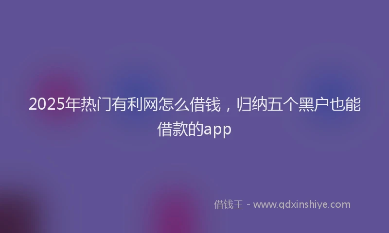 2025年热门有利网怎么借钱，归纳五个黑户也能借款的app