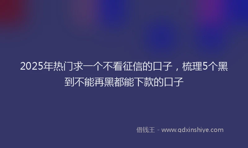 2025年热门求一个不看征信的口子，梳理5个黑到不能再黑都能下款的口子