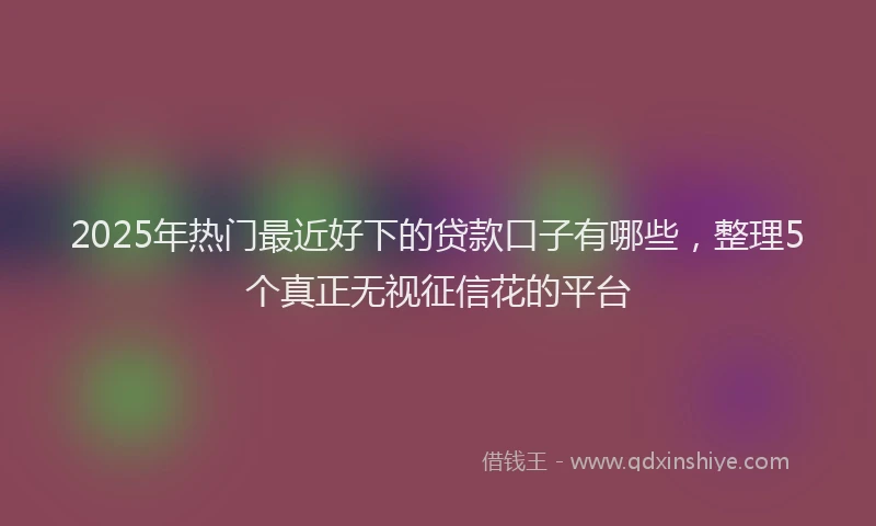 2025年热门最近好下的贷款口子有哪些，整理5个真正无视征信花的平台