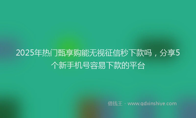 2025年热门甄享购能无视征信秒下款吗，分享5个新手机号容易下款的平台